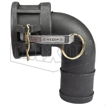 Dixon 90Deg Cam and Groove Elbow, 2 in, Coupler x Hose Shank, Polypropylene, Domestic 90PPC200